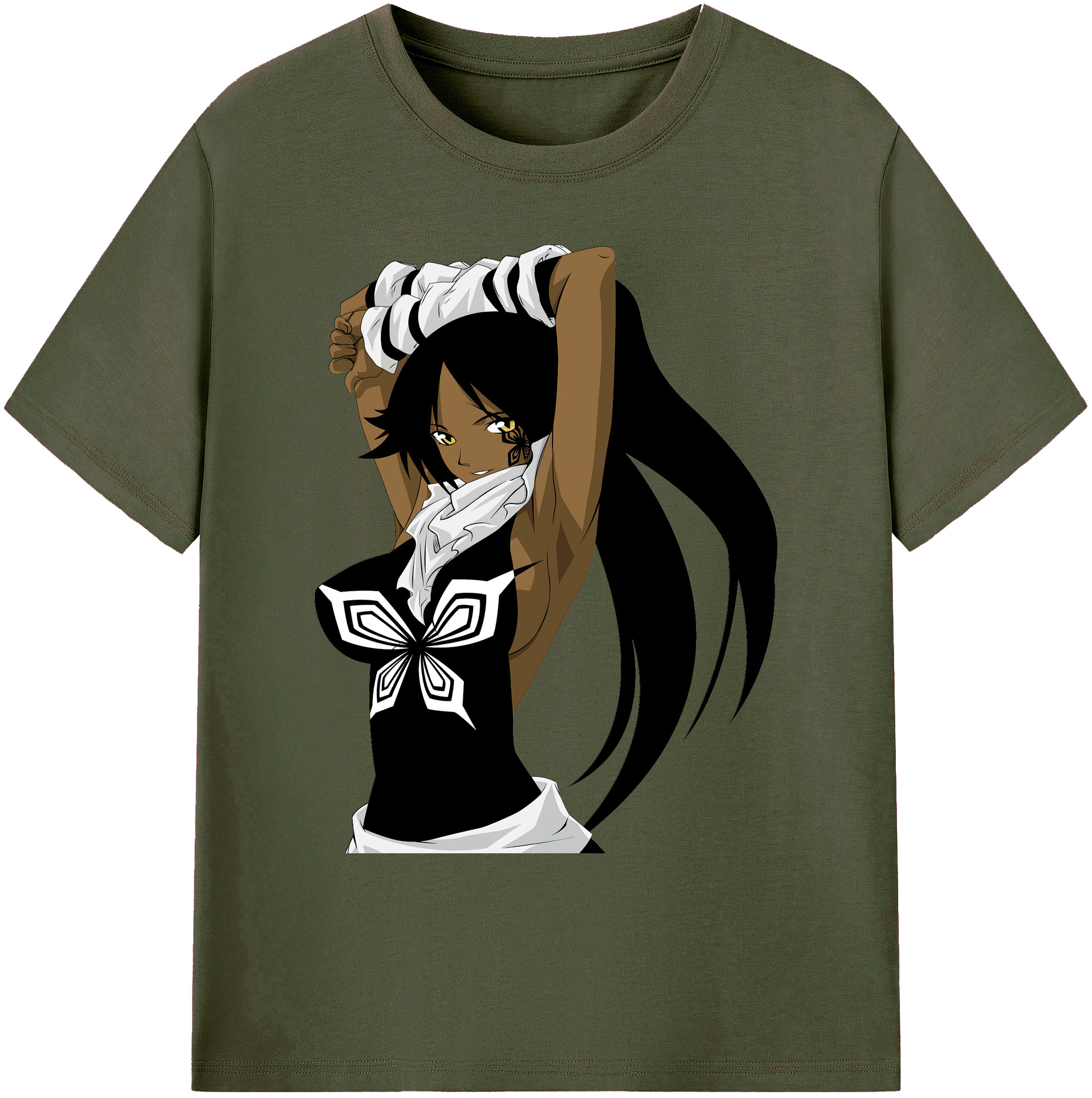 （画像用） ブリーチ 四楓院 夜一（しほういん よるいち） BLEACH Shihouin Yoruichi 綿100％ メンズ半袖Tシャツ｜肌触りやわらか＆通気性